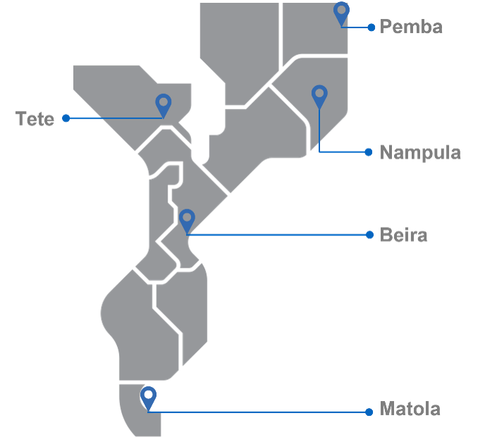 Localizações FAW Trucks Mozambique